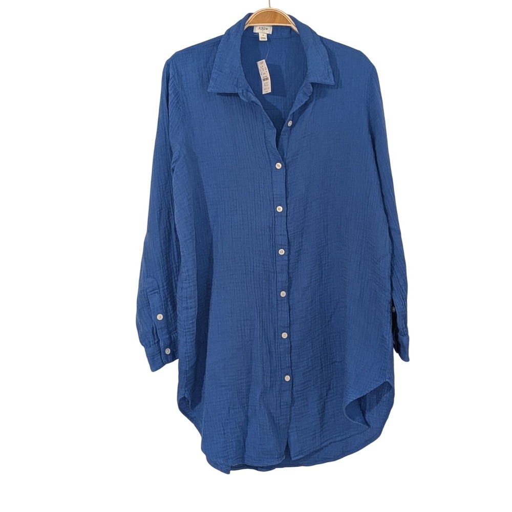 J.Crew Womens Double Gauze Button Down Shirt Cover Up Blue CH994 Small NWT $118 - Picture 3 of 10